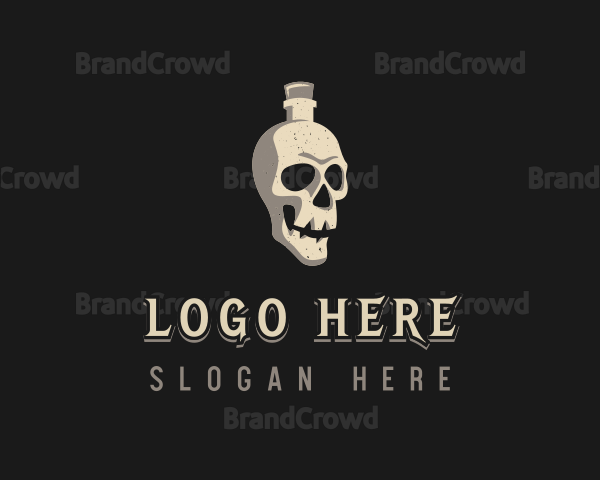 Skull Bottle Wine Drink Logo