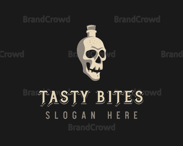 Skull Bottle Wine Drink Logo