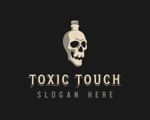 Poison - Skull Bottle Wine Drink logo design