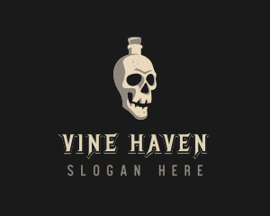 Skull Bottle Wine Drink logo design