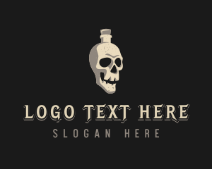 Death - Skull Bottle Wine Drink logo design