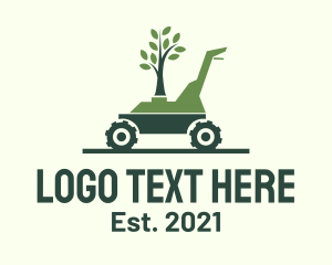Lawn Mower - Tree Garden Lawn Mowing logo design