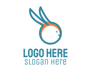 Blue Rabbit Outline Logo