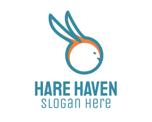 Hare - Blue Rabbit Outline logo design