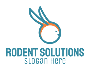Rodent - Blue Rabbit Outline logo design