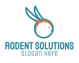 Blue Rabbit Outline logo design