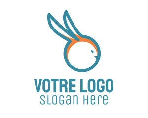 Rabbit - Blue Rabbit Outline logo design