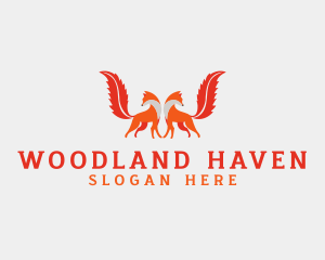 Woodland - Couple Wild Fox logo design