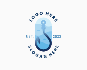 Marine Fishing Hook Logo