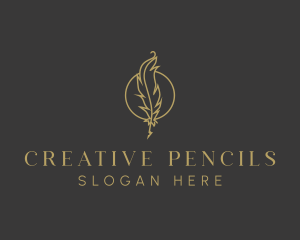 Gold Feather Quill logo design