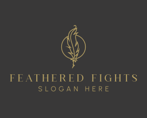 Gold Feather Quill logo design