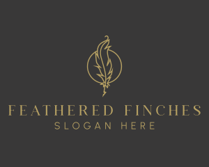 Gold Feather Quill logo design