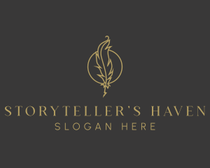 Novelist - Gold Feather Quill logo design