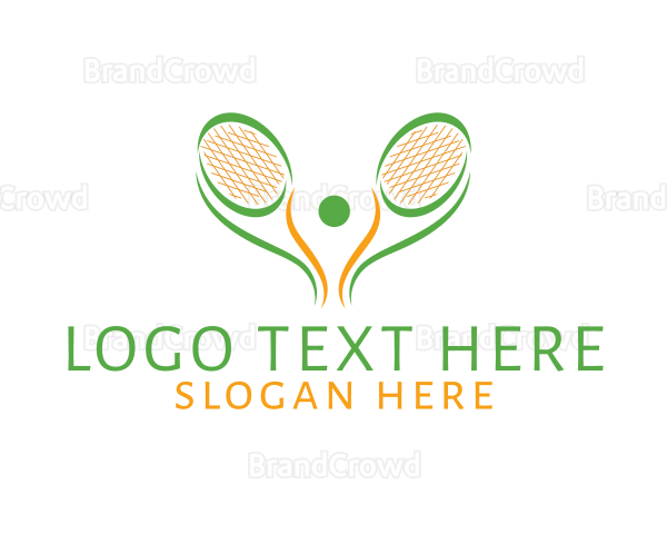 Tennis Player Racket Logo