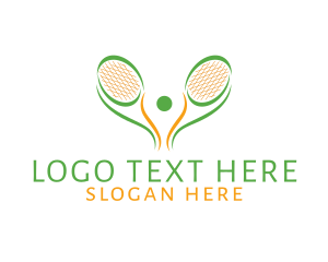 Court Game - Tennis Player Racket logo design