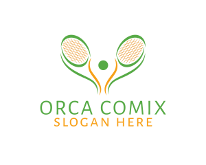League - Tennis Player Racket logo design