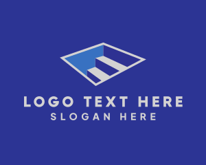 Blue - Letter E Staircase logo design