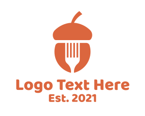 Hazelnut - Orange Acorn Fork logo design