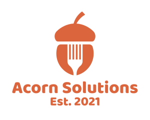 Acorn - Orange Acorn Fork logo design