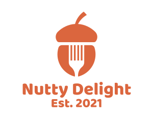 Hazelnut - Orange Acorn Fork logo design