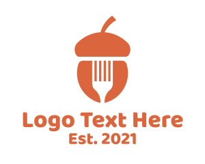 Oak - Orange Acorn Fork logo design