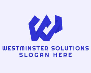 Blue Letter W logo design