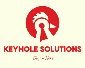 Keyhole - Red Chicken Keyhole logo design
