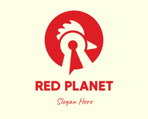 Red Chicken Keyhole logo design