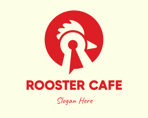 Red Chicken Keyhole logo design