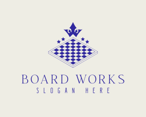 Board - Chess Board Crown logo design