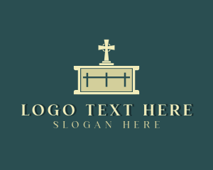 Coffin - Christian Cross Altar logo design