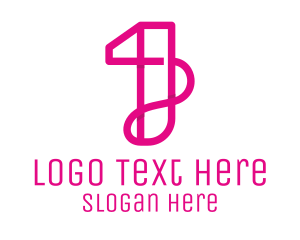 Pink Stylish Number 1 Logo