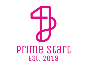 First - Pink Stylish Number 1 logo design