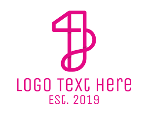 Stroke - Pink Stylish Number 1 logo design