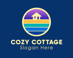 Cottage - Night Seaside Cottage logo design