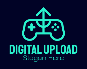 Upload - Green Gamepad Arrow logo design