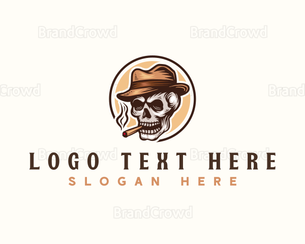 Cigar Smoking Skull Logo