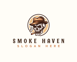 Cigar Smoking Skull logo design