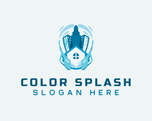 Pressure Washing Home Building logo design