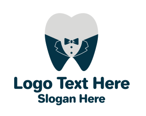 Cosmetic Dentistry - Tooth Tuxedo Suit logo design