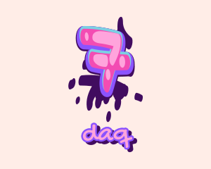 Dj - Pop Graffiti Art Number 7 logo design