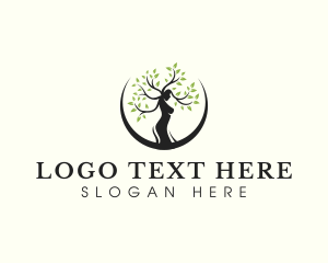 Organic - Yoga Woman Tree logo design