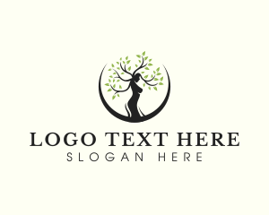 Beauty - Yoga Woman Tree logo design