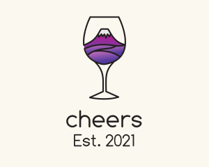 Explore - Mountain Wine Glass logo design