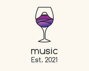 Liqueur - Mountain Wine Glass logo design