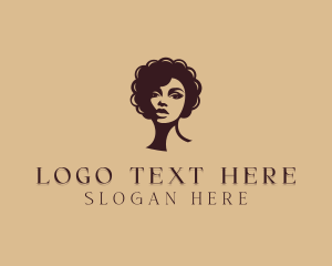 Hairstyle - Curly Hair Woman logo design