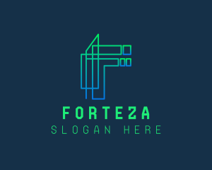 Letter F Tower Structure logo design