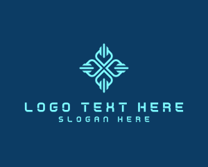 Symbol - Tech Circuit Petals logo design
