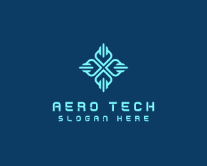 Tech Circuit Petals logo design