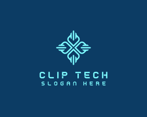 Tech Circuit Petals logo design